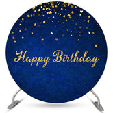 Marine Blau Mit Golden Punkt Kreis Glücklich Geburtstag Hintergrund